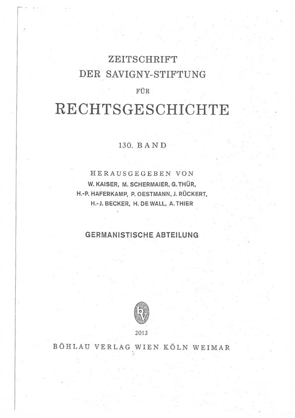 Rezension Zeitschrift der Savigny-Stiftung für Rechtsgeschichte